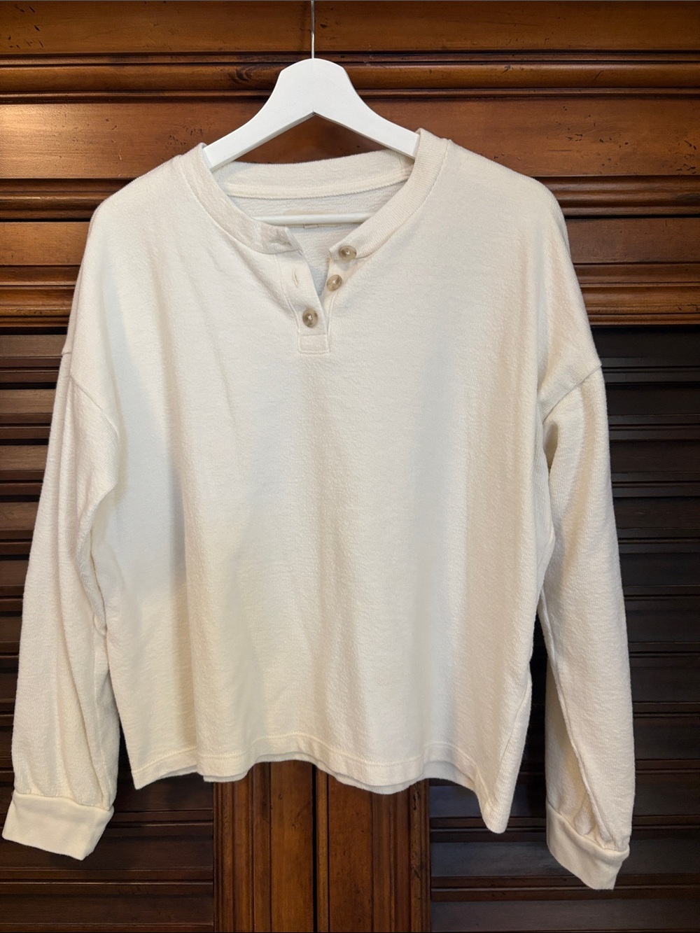 Madewell Cream Henley Long-Sleeve Top